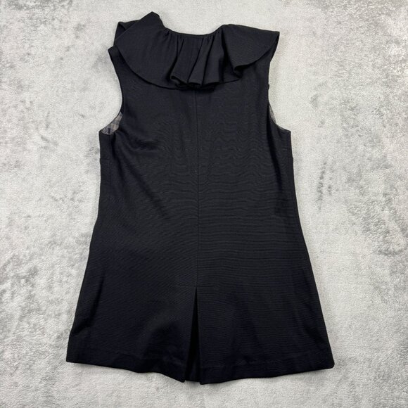 Alice + Olivia Ruffle Front Vest Ponte Knit Sleeveless Blouse Black Womens Small - Picture 7 of 10